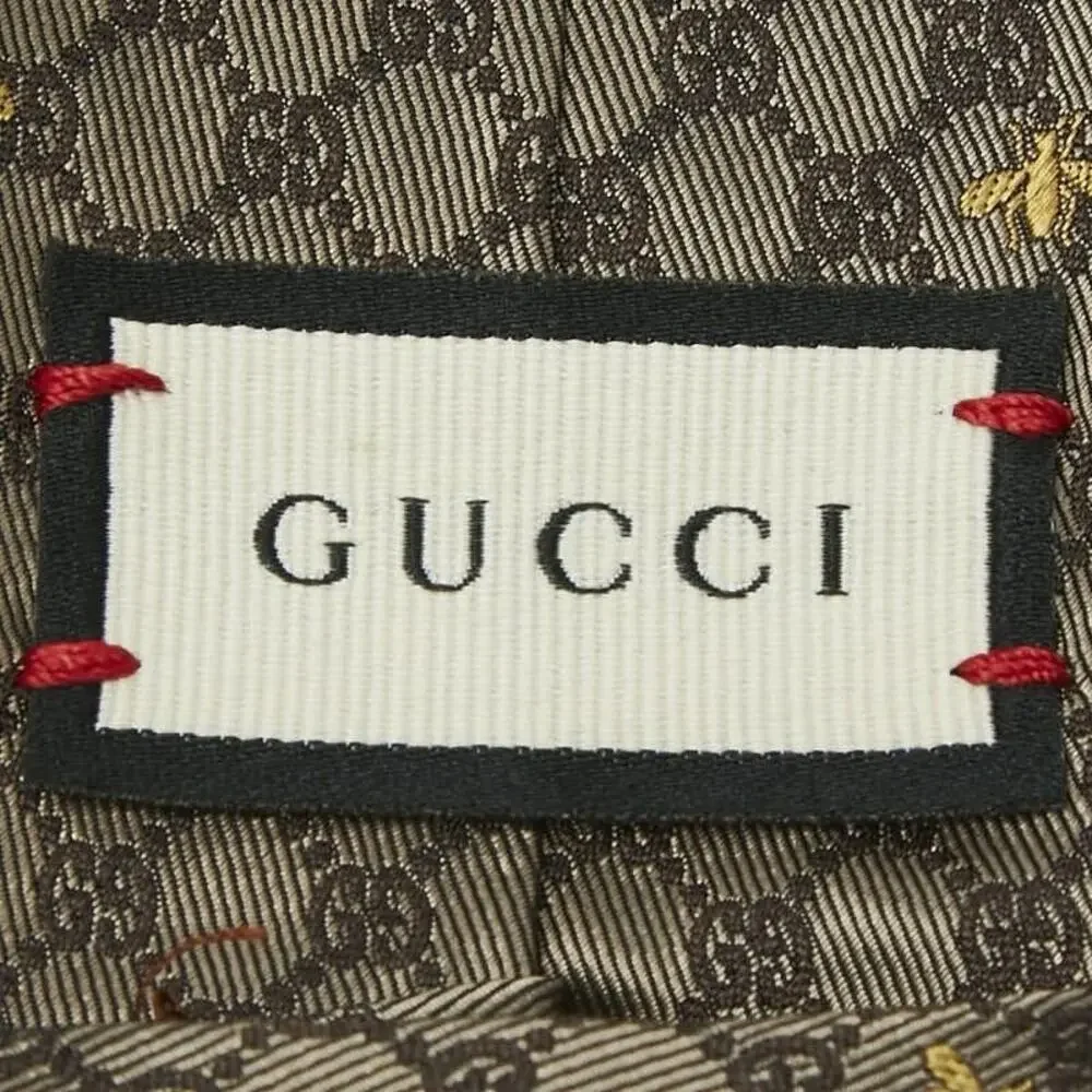 Gucci GG Bee Narrow Tie Brown Yellow